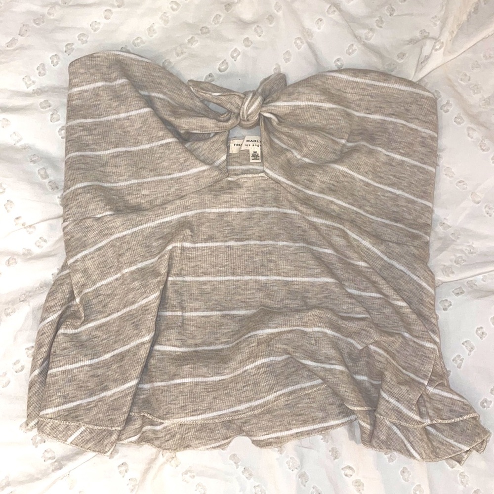 Cute beige striped tube top